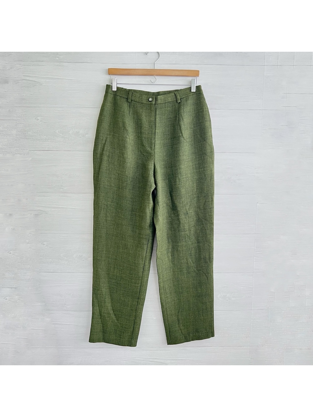 NWT Jantzen Classics Olive Herringbone Straight Leg Dress Pants Petite 14P